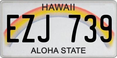 HI license plate EZJ739