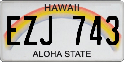 HI license plate EZJ743