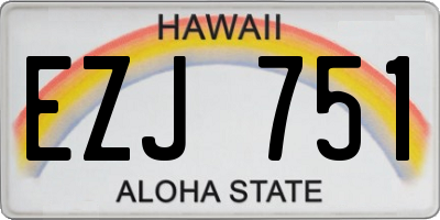 HI license plate EZJ751