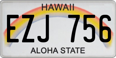 HI license plate EZJ756