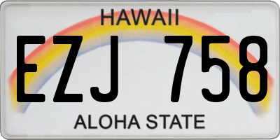 HI license plate EZJ758