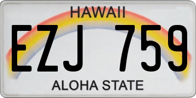 HI license plate EZJ759