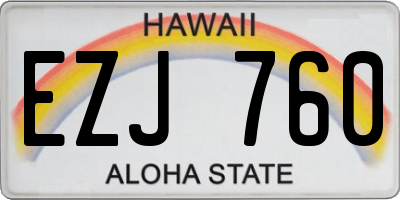 HI license plate EZJ760
