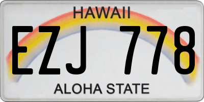 HI license plate EZJ778