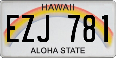 HI license plate EZJ781