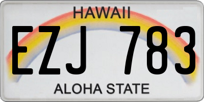 HI license plate EZJ783
