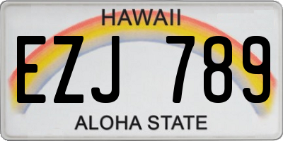 HI license plate EZJ789