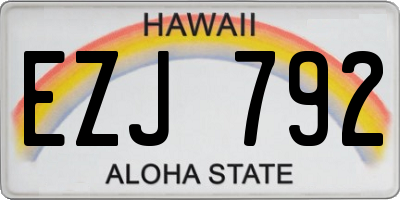 HI license plate EZJ792