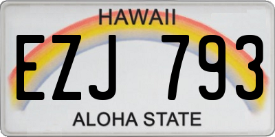HI license plate EZJ793