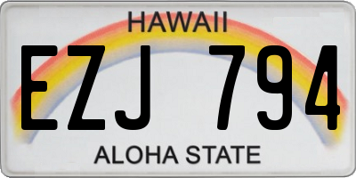 HI license plate EZJ794