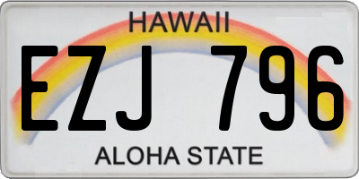 HI license plate EZJ796