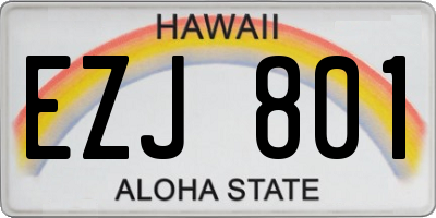 HI license plate EZJ801