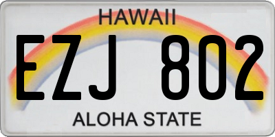 HI license plate EZJ802