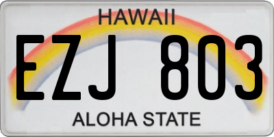HI license plate EZJ803