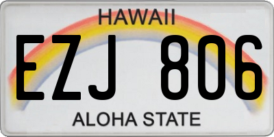 HI license plate EZJ806