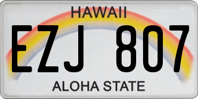 HI license plate EZJ807