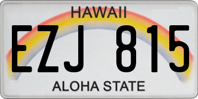 HI license plate EZJ815