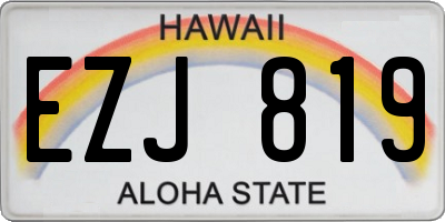 HI license plate EZJ819
