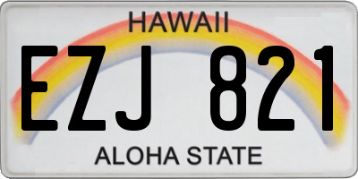 HI license plate EZJ821