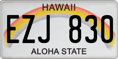 HI license plate EZJ830