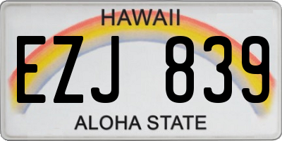 HI license plate EZJ839