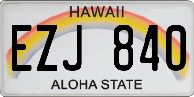 HI license plate EZJ840