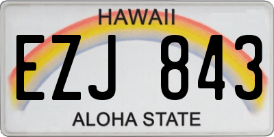 HI license plate EZJ843