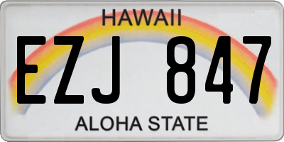 HI license plate EZJ847