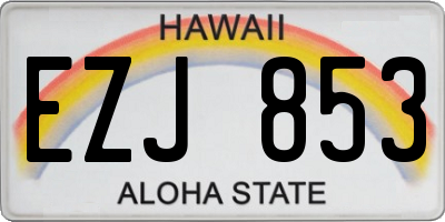 HI license plate EZJ853