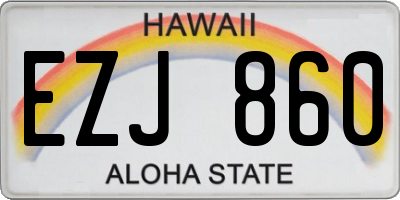 HI license plate EZJ860