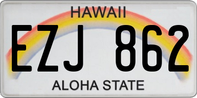 HI license plate EZJ862