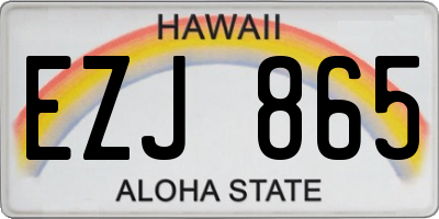 HI license plate EZJ865