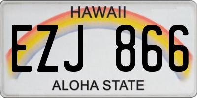HI license plate EZJ866