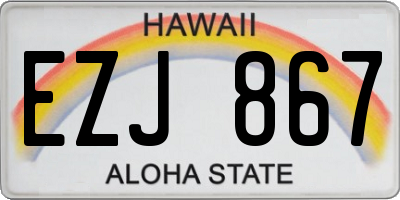 HI license plate EZJ867