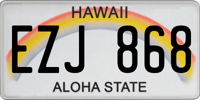 HI license plate EZJ868