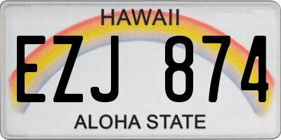 HI license plate EZJ874