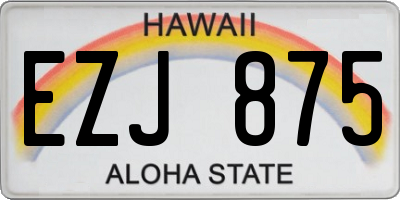 HI license plate EZJ875