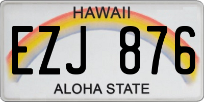 HI license plate EZJ876