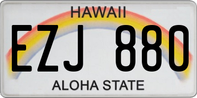 HI license plate EZJ880