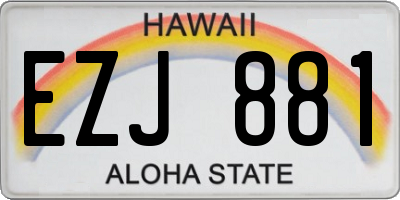 HI license plate EZJ881