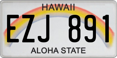 HI license plate EZJ891