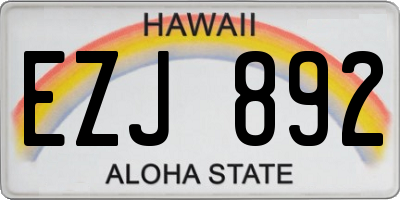 HI license plate EZJ892