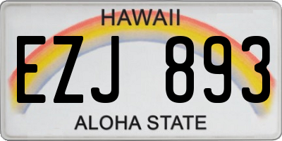HI license plate EZJ893