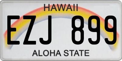 HI license plate EZJ899