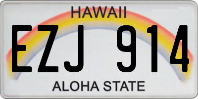 HI license plate EZJ914
