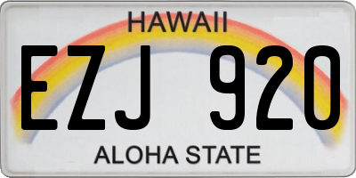 HI license plate EZJ920