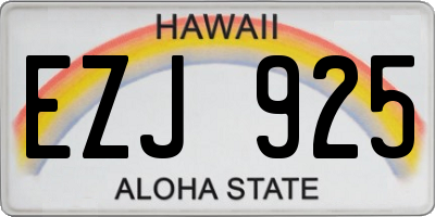 HI license plate EZJ925