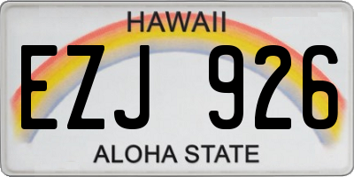 HI license plate EZJ926