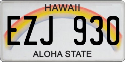 HI license plate EZJ930