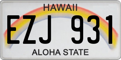 HI license plate EZJ931